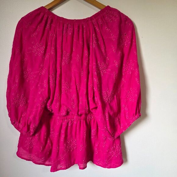 EUC SOFIE JEANS BY SOFIA VERGARA PINK V NECK BABYDOLL BRODERIE ANGLAISE TOP XXL - Picture 6 of 16